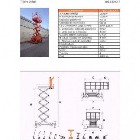 TIJERA DIESEL 330 CRT, 12 M. JLG