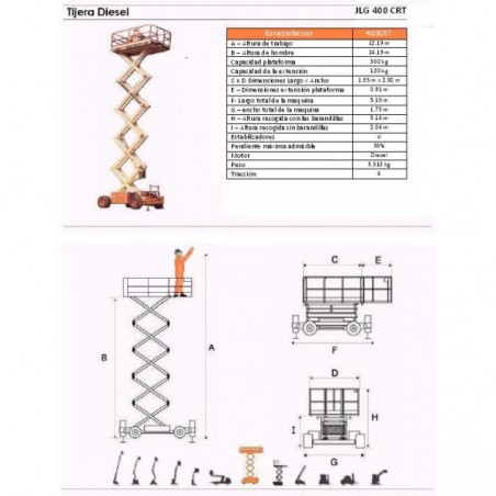 DIESEL SCISSOR LIFT 400 CRT, 14 M. JLG