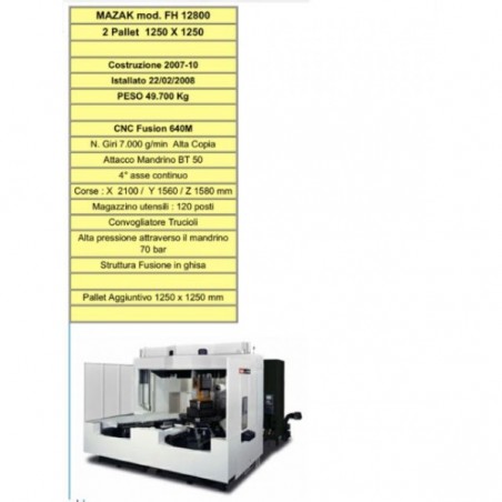 Mazak horizontal machining center model FH 12800